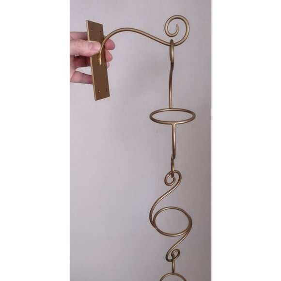 Gold Metal Wall Sconce 3 Candle Holder scroll hanging bracket 30" - Picture 9 of 15
